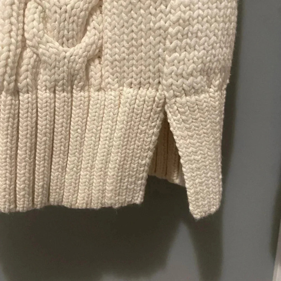 Talbots Women’s Pointelle Cable Knit Cotton Chunky Sweater Ivory WM’s Small NWOT - Picture 5 of 14